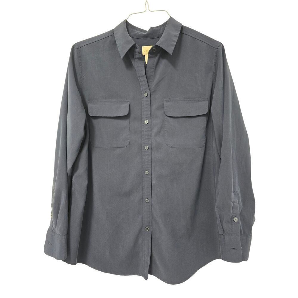 Chico Silky Soft Shirt 570211167 Navy Size 12 (2) Large Button Up